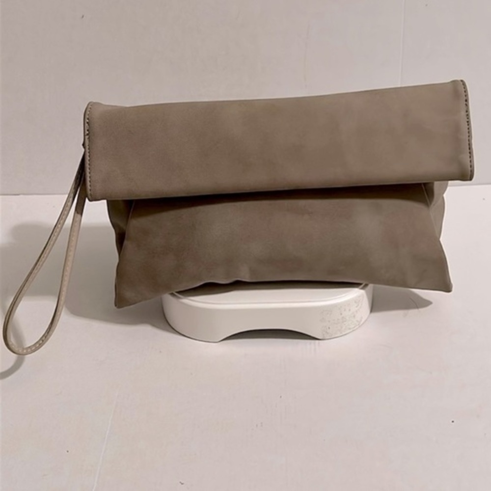 TRUFFLE GREY/BROWN Fold over wristlet/crossbody EUC